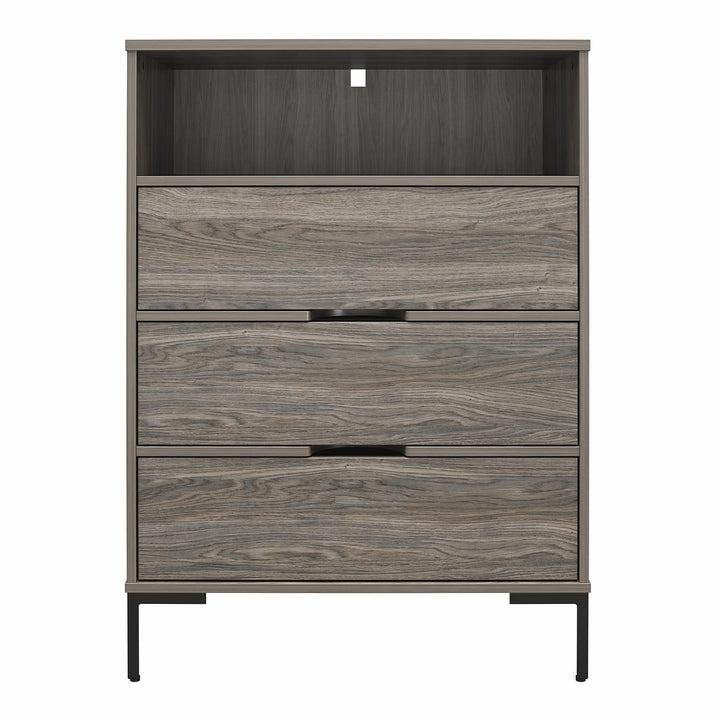 Rolland Tall 3 Drawer 1 Cubby Dresser - Weathered Oak