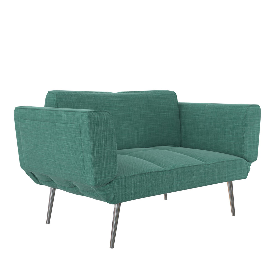 Euro Futon with Magazine Storage with Multiple Seating Positions - Teal