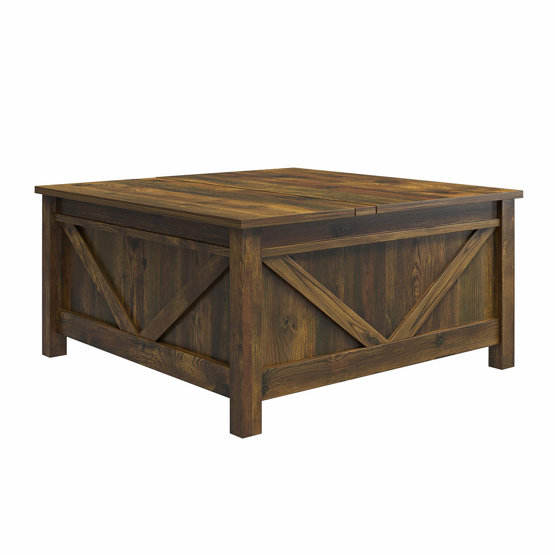 Lift Top Coffee Table with Storage Inside -  Rustic