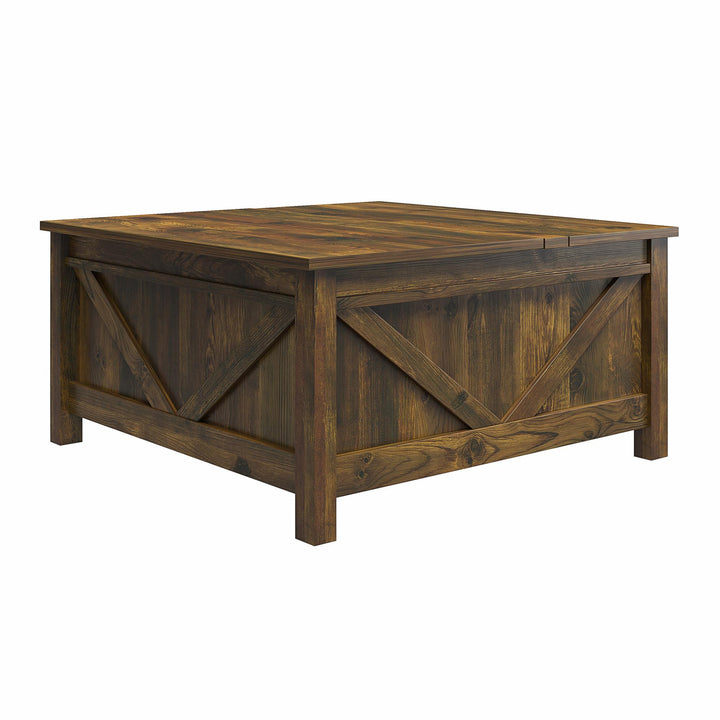 Lift Top Coffee Table with Hidden Storage -  Rustic