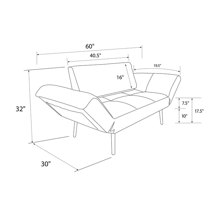 Euro Futon with Magazine Storage with Multiple Seating Positions - Teal
