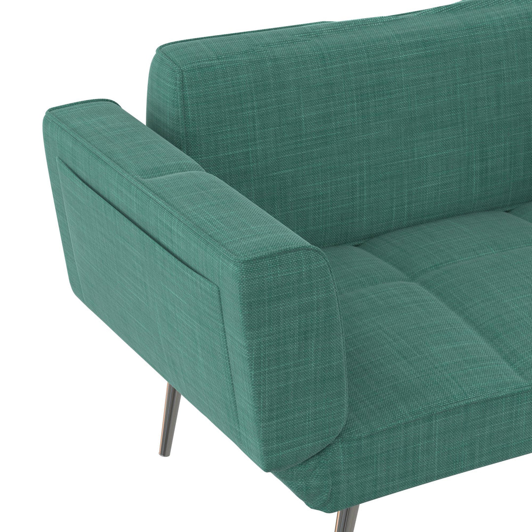 Euro Futon with Magazine Storage with Multiple Seating Positions - Teal