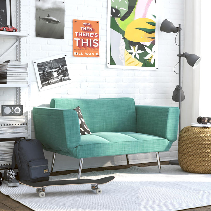 Euro Futon with Magazine Storage with Multiple Seating Positions - Teal
