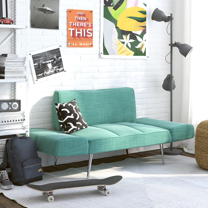 Euro Futon with Magazine Storage with Multiple Seating Positions - Teal