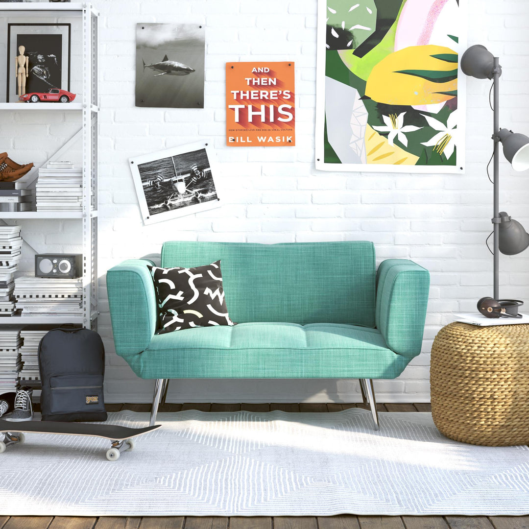 Euro Futon with Magazine Storage with Multiple Seating Positions - Teal