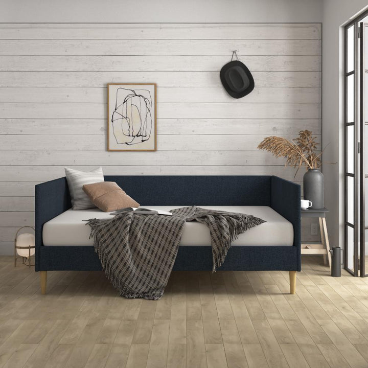 Franklin Mid Century Upholstered Daybed Contemporary Design - Blue Linen - Full
