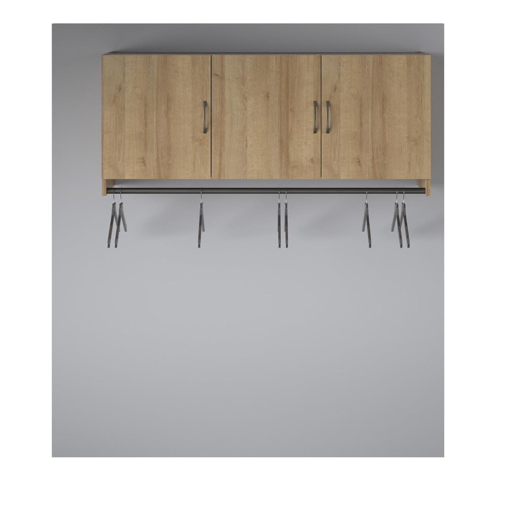 Basin 3 Door Wall Storage Cabinet with Hanging Rod - Natural