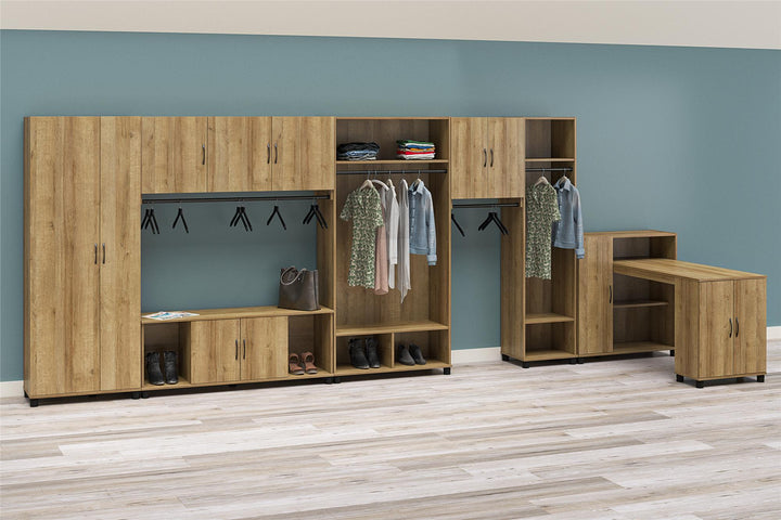 Basin 3 Door Wall Storage Cabinet with Hanging Rod - Natural