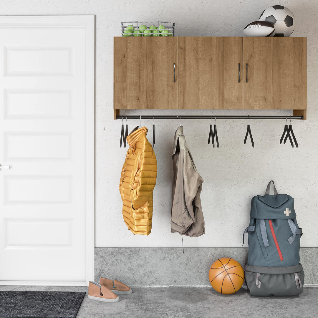 Basin 3 Door Wall Storage Cabinet with Hanging Rod - Natural