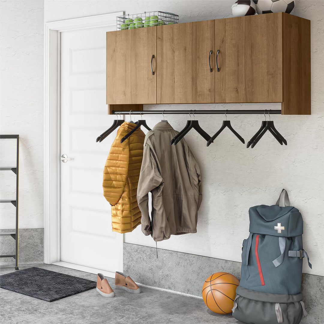 Basin 3 Door Wall Storage Cabinet with Hanging Rod - Natural