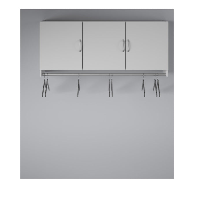 Basin 3 Door Wall Storage Cabinet with Hanging Rod - Dove Gray