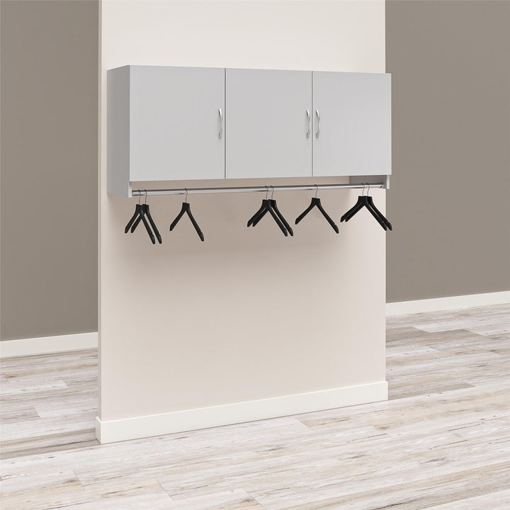 Basin 3 Door Wall Storage Cabinet with Hanging Rod - Dove Gray