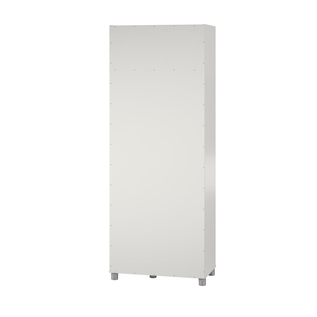 Basin Tall Asymmetrical Storage Cabinet with Adjustable Shelving and Feet - White