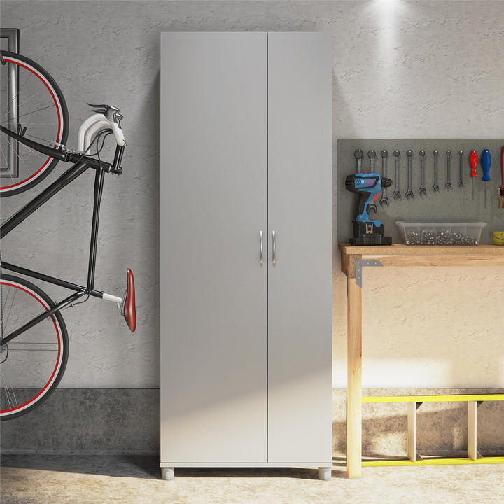 Basin Tall Asymmetrical Storage Cabinet with Adjustable Shelving and Feet - Dove Gray
