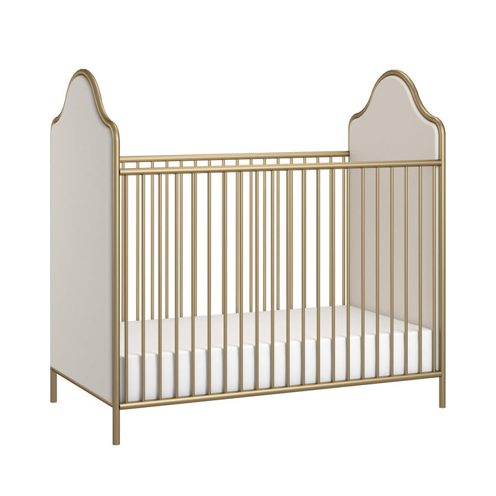 Piper Convertible Metal Crib with Upholstered Side Panels - Gold