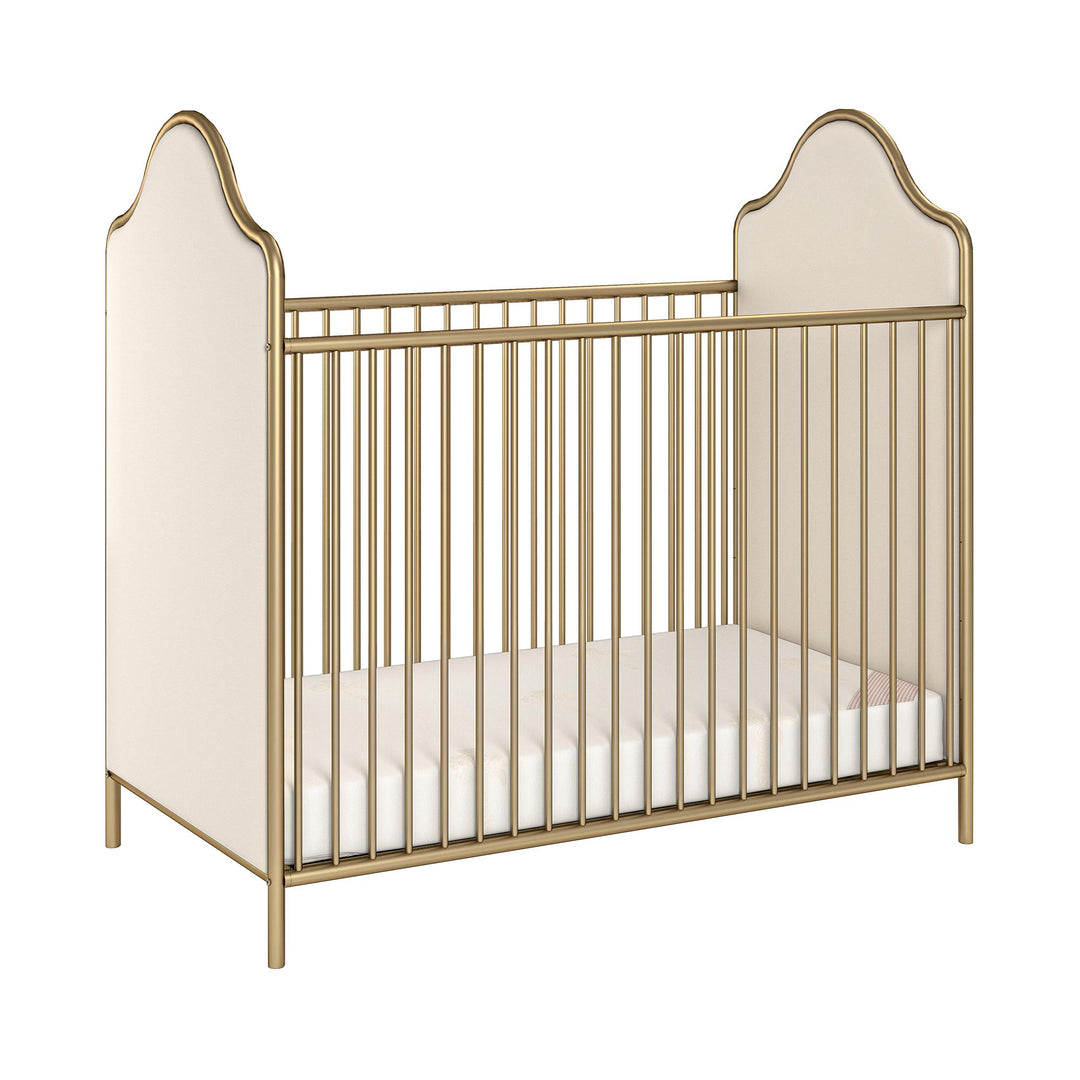 Piper Convertible Metal Crib with Upholstered Side Panels - Gold