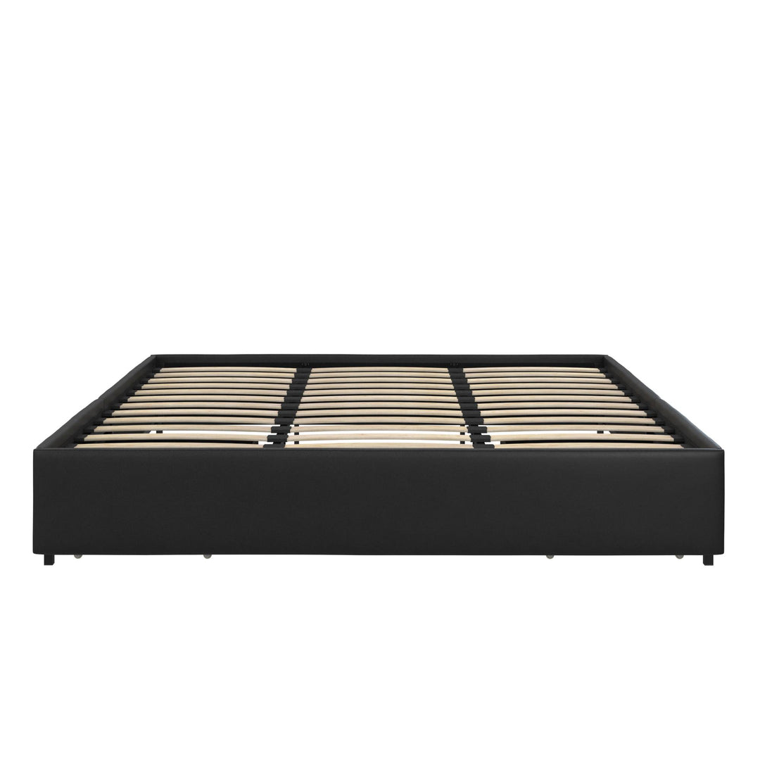 Maven Platform Bed with 2 Storage Drawers - Black Faux Leather - King