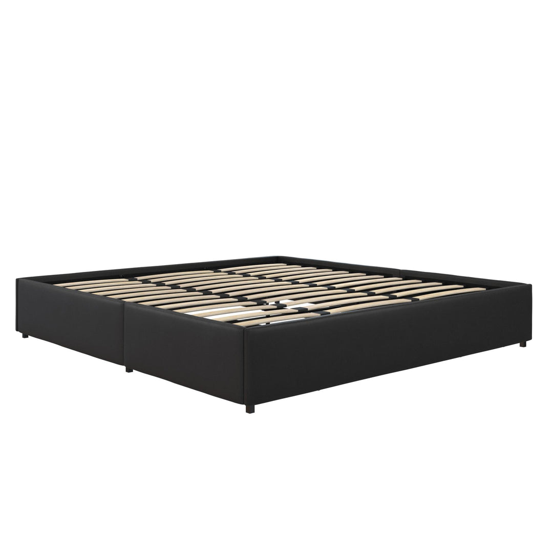 Comfortable Maven Platform Bed with storage -  Black Faux Leather 
