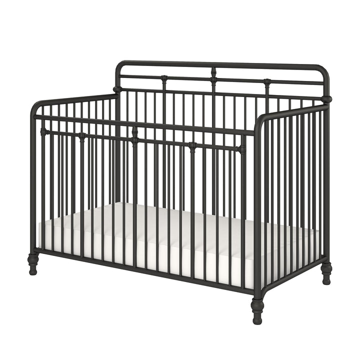 Monarch Hill Hawken 3 in 1 Convertible Metal Crib Adjusts to 3 Heights - Black