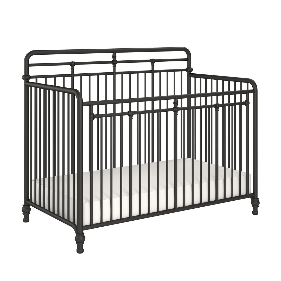 Monarch Hill Hawken 3 in 1 Convertible Metal Crib Adjusts to 3 Heights - Black