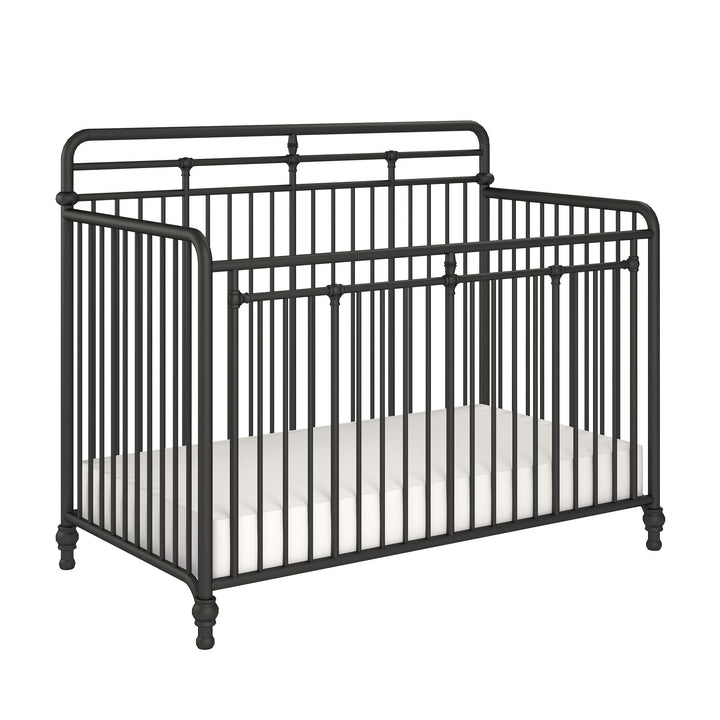Monarch Hill Hawken 3 in 1 Convertible Metal Crib Adjusts to 3 Heights - Black