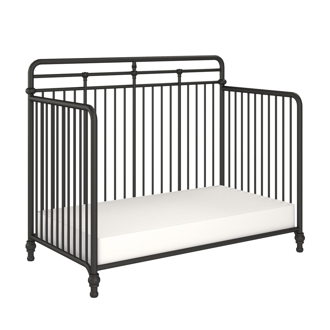Monarch Hill Hawken 3 in 1 Convertible Metal Crib Adjusts to 3 Heights - Black