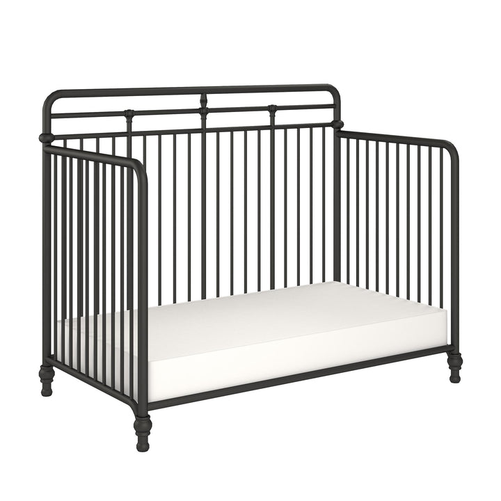 Monarch Hill Hawken 3 in 1 Convertible Metal Crib Adjusts to 3 Heights - Black
