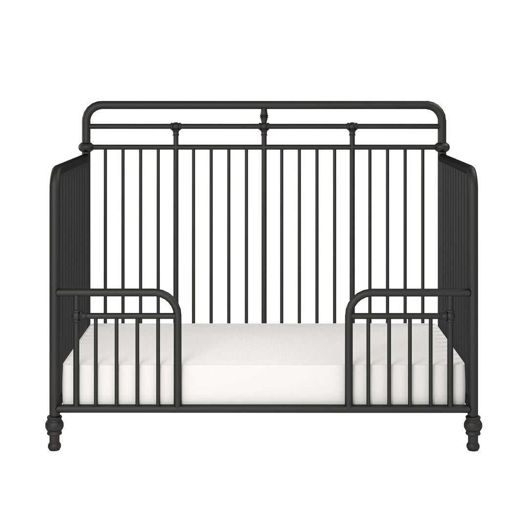 Monarch Hill Hawken 3 in 1 Convertible Metal Crib Adjusts to 3 Heights - Black