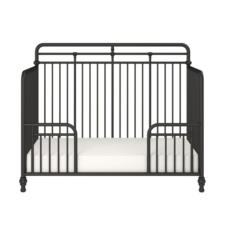 Monarch Hill Hawken 3 in 1 Convertible Metal Crib Adjusts to 3 Heights - Black