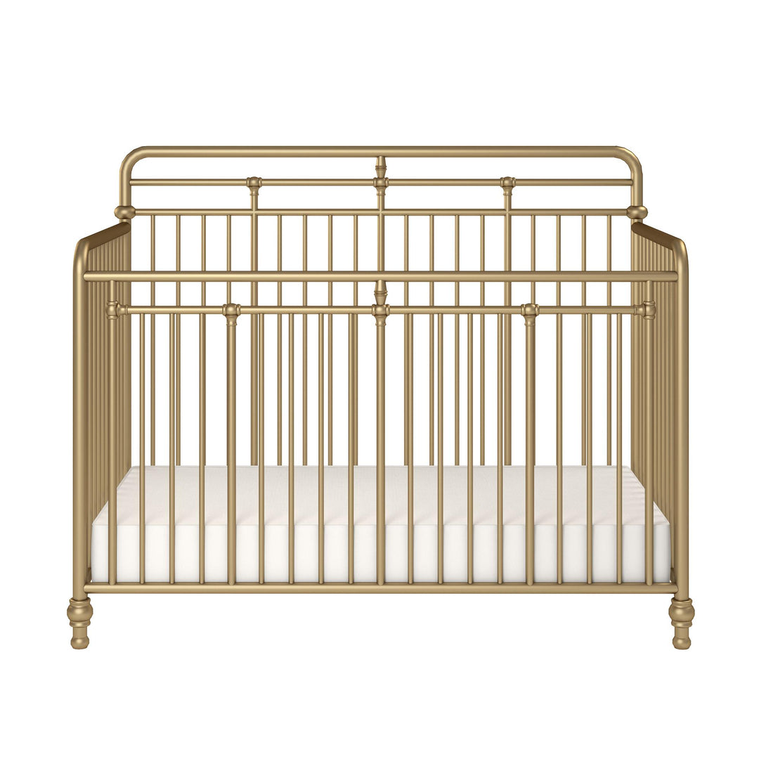 Monarch Hill Hawken 3 in 1 Convertible Metal Crib Adjusts to 3 Heights - Gold