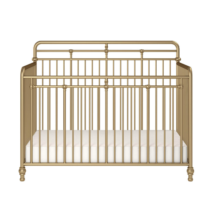 Monarch Hill Hawken 3 in 1 Convertible Metal Crib Adjusts to 3 Heights - Gold