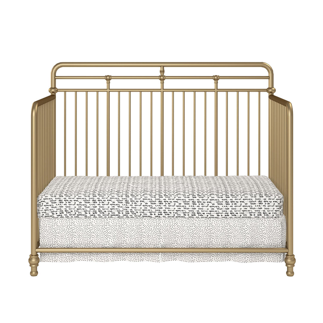 Monarch Hill Hawken 3 in 1 Convertible Metal Crib Adjusts to 3 Heights - Gold