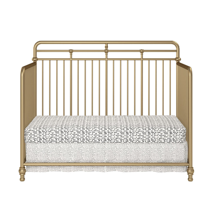 Monarch Hill Hawken 3 in 1 Convertible Metal Crib Adjusts to 3 Heights - Gold