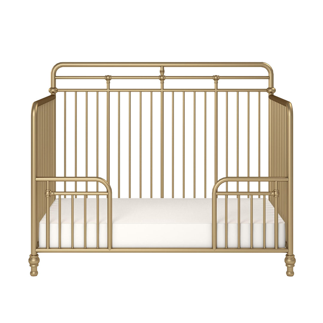 Monarch Hill Hawken 3 in 1 Convertible Metal Crib Adjusts to 3 Heights - Gold