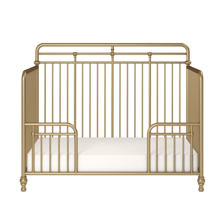 Monarch Hill Hawken 3 in 1 Convertible Metal Crib Adjusts to 3 Heights - Gold