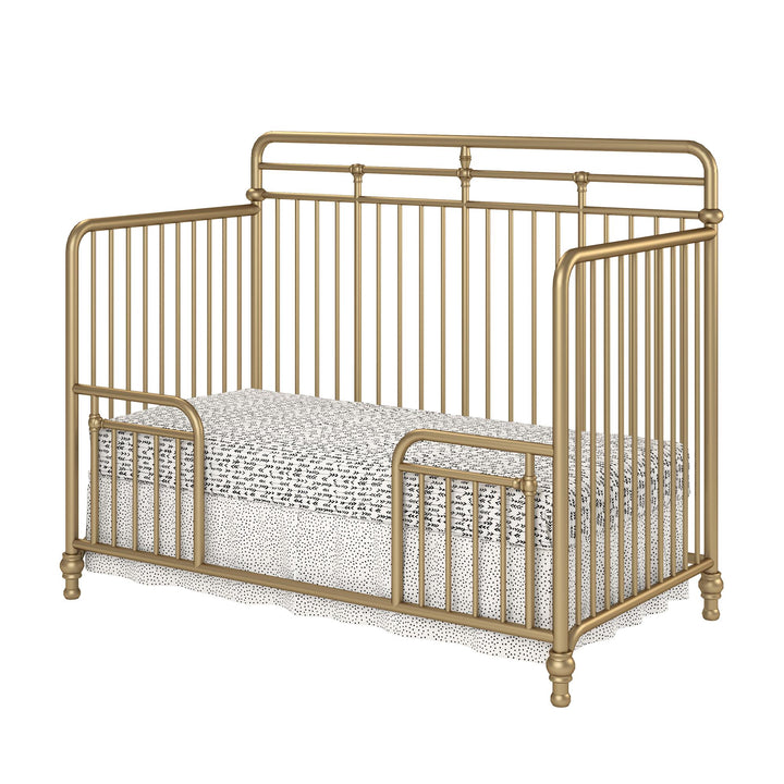 Monarch Hill Hawken 3 in 1 Convertible Metal Crib Adjusts to 3 Heights - Gold