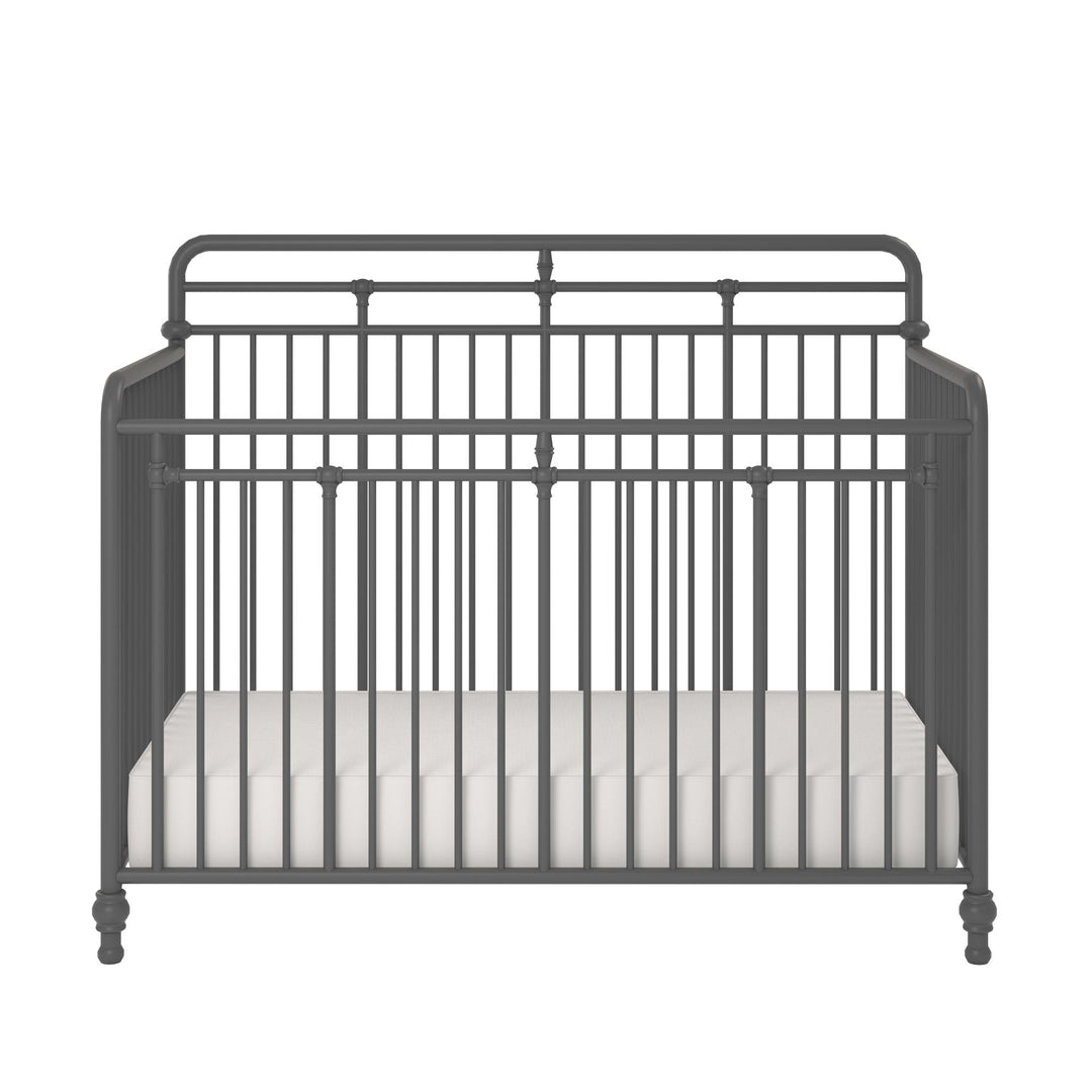 Monarch Hill Hawken 3 in 1 Convertible Metal Crib Adjusts to 3 Heights - Graphite Grey