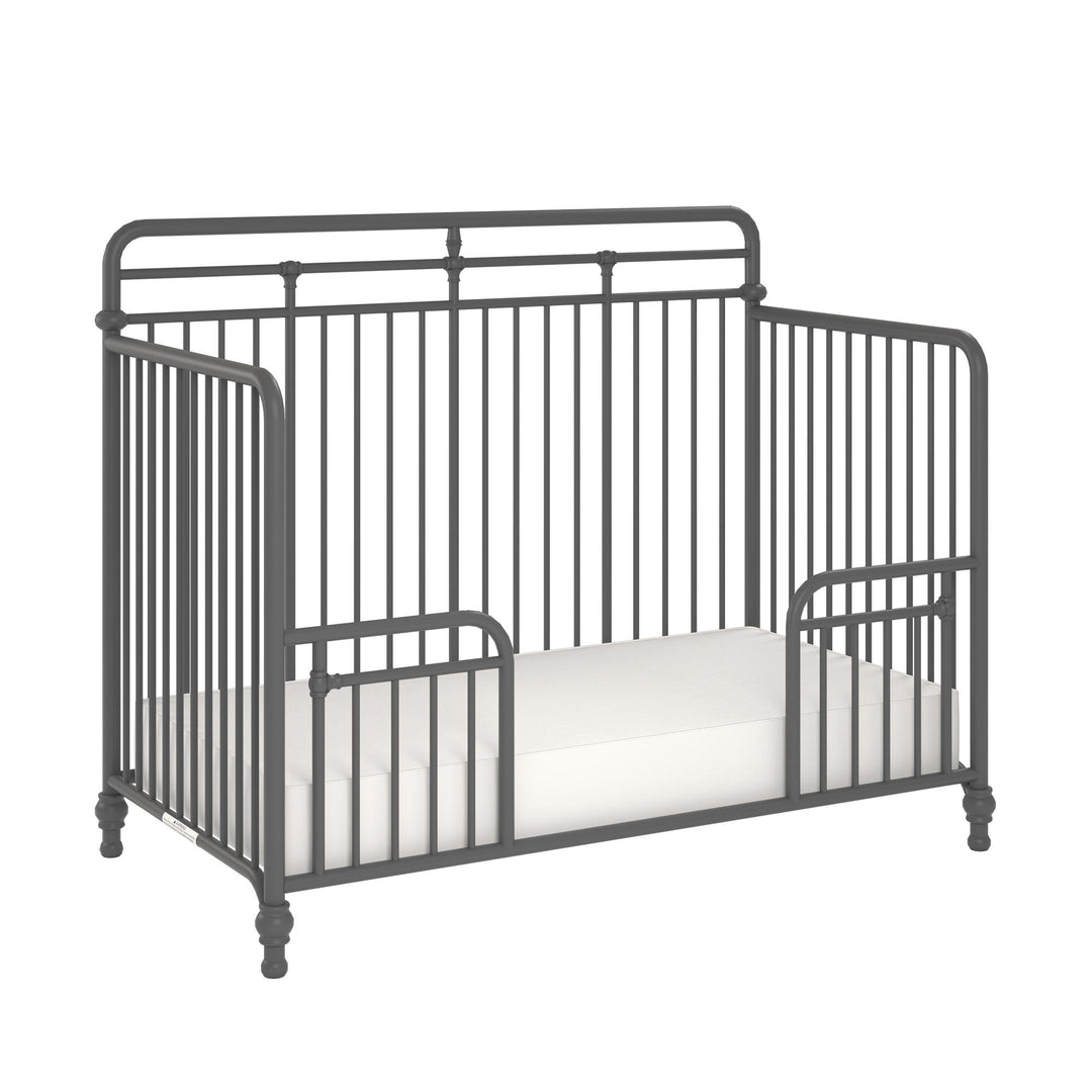 Monarch Hill Hawken 3 in 1 Convertible Metal Crib Adjusts to 3 Heights - Graphite Grey