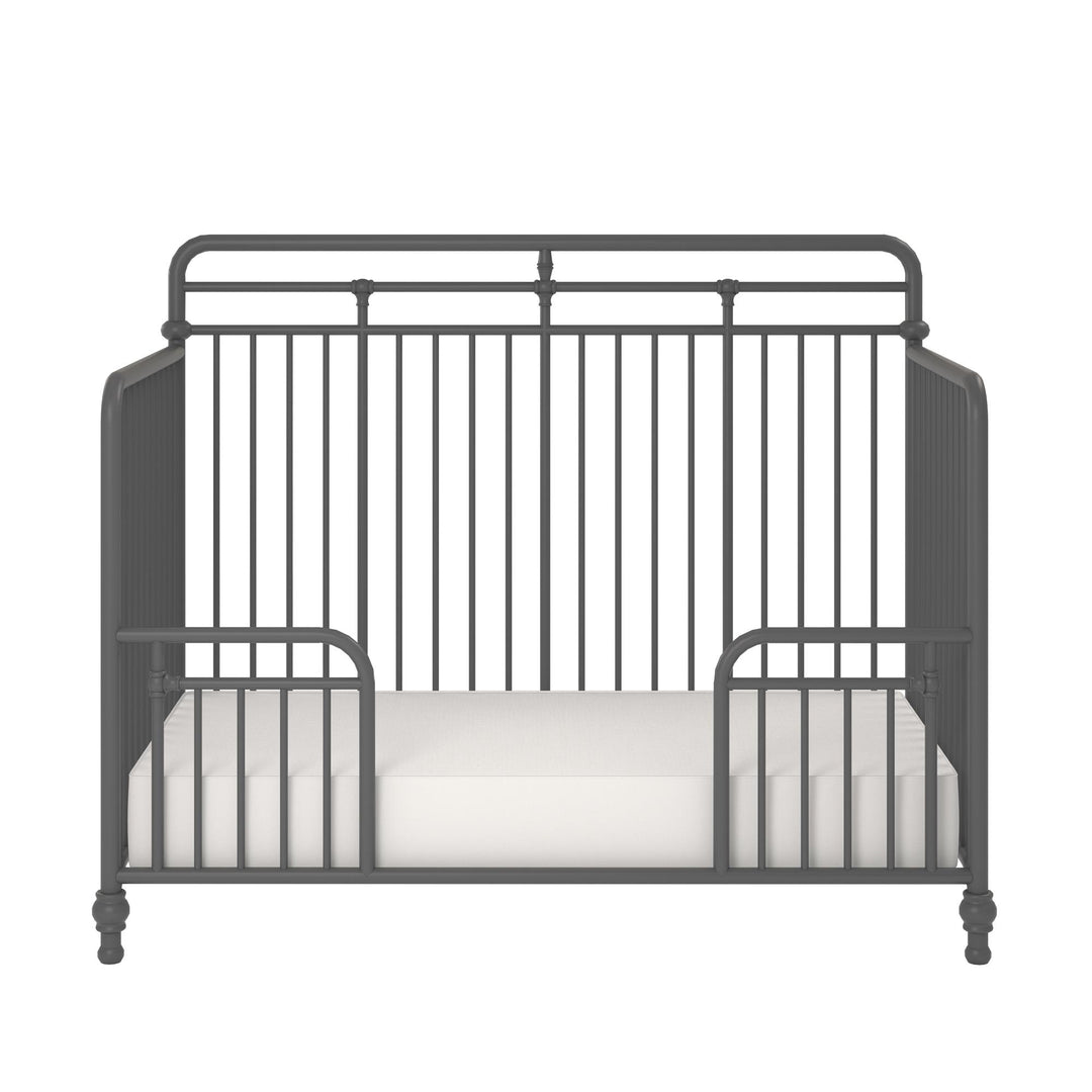 Monarch Hill Hawken 3 in 1 Convertible Metal Crib Adjusts to 3 Heights - Graphite Grey