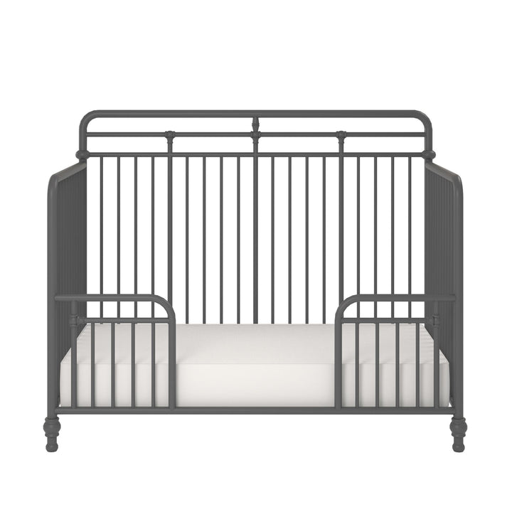 Monarch Hill Hawken 3 in 1 Convertible Metal Crib Adjusts to 3 Heights - Graphite Grey