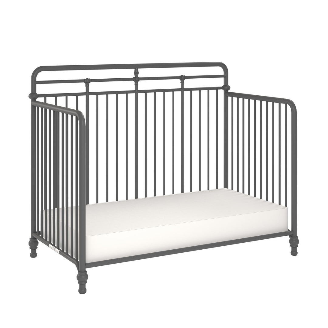 Monarch Hill Hawken 3 in 1 Convertible Metal Crib Adjusts to 3 Heights - Graphite Grey