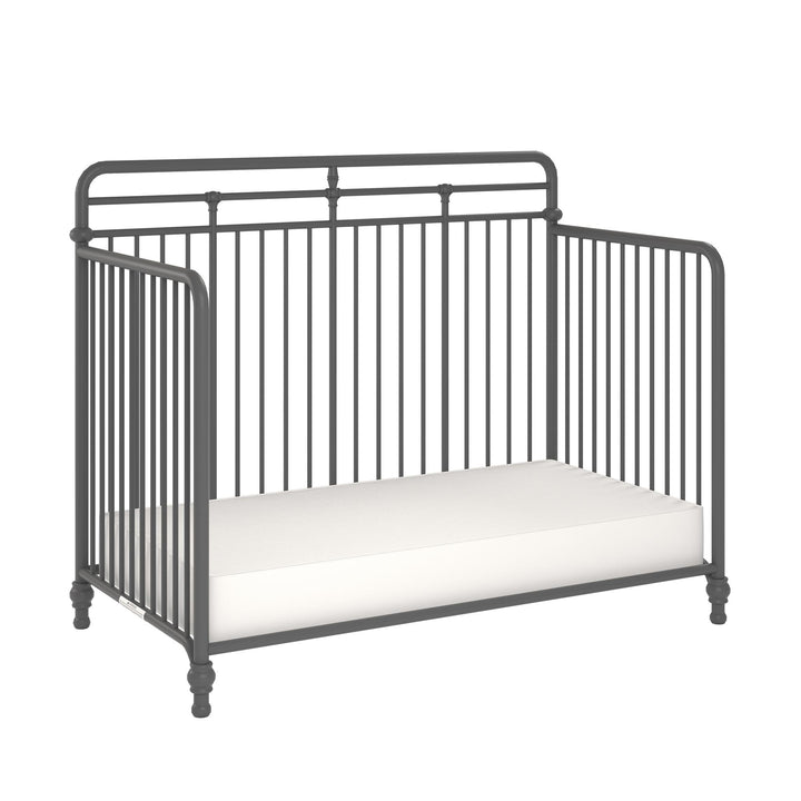 Monarch Hill Hawken 3 in 1 Convertible Metal Crib Adjusts to 3 Heights - Graphite Grey