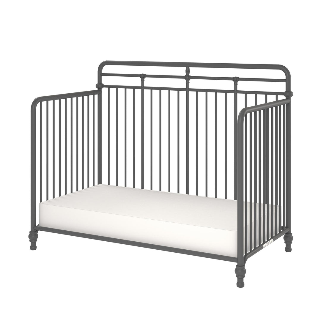 Monarch Hill Hawken 3 in 1 Convertible Metal Crib Adjusts to 3 Heights - Graphite Grey
