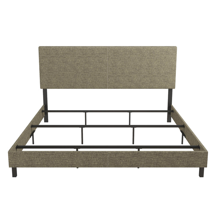 Janford Upholstered Bed with Sturdy Wood and Metal Frame - Tan - King