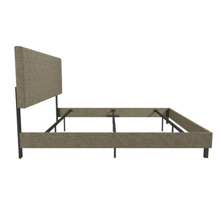 Janford Upholstered Bed with Sturdy Wood and Metal Frame - Tan - King