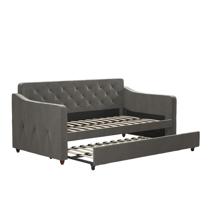 Vintage Upholstered Twin Daybed and Twin Trundle Set - Gray - Twin