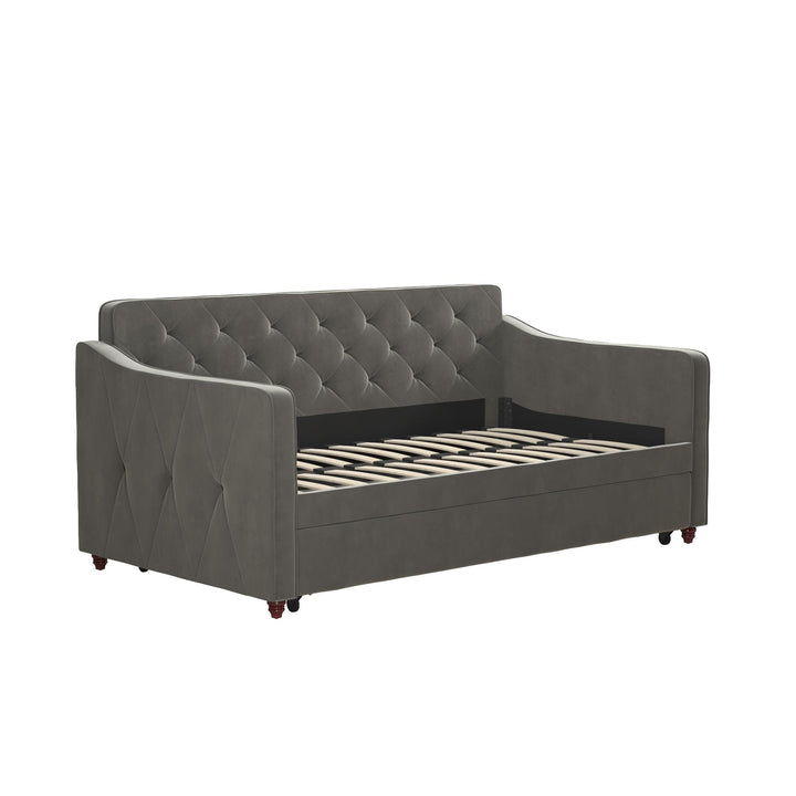 Vintage Upholstered Twin Daybed and Twin Trundle Set - Gray - Twin