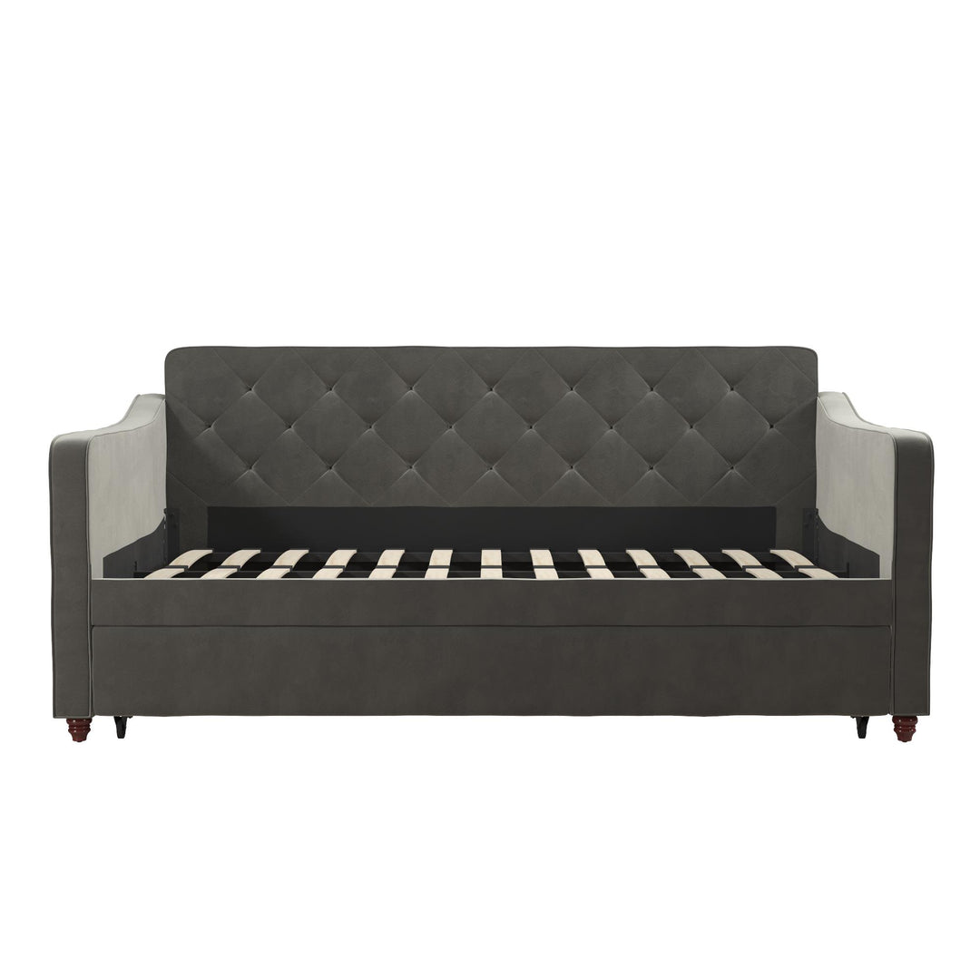 Vintage Upholstered Twin Daybed and Twin Trundle Set - Gray - Twin