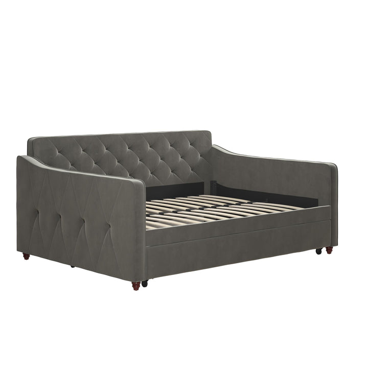 Vintage Upholstered Twin Daybed and Twin Trundle Set - Gray - Full