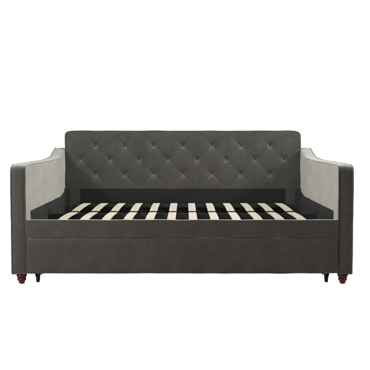 Vintage Upholstered Twin Daybed and Twin Trundle Set - Gray - Full